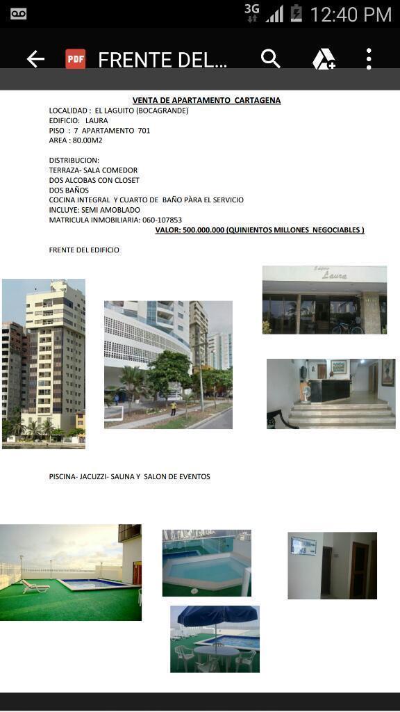 Venta apartamento en Cartagena