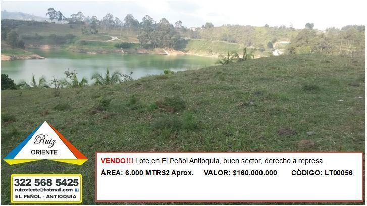 VENDO!!! LOTE CON ACCESO A EMBALSE EN EL PEÑOL